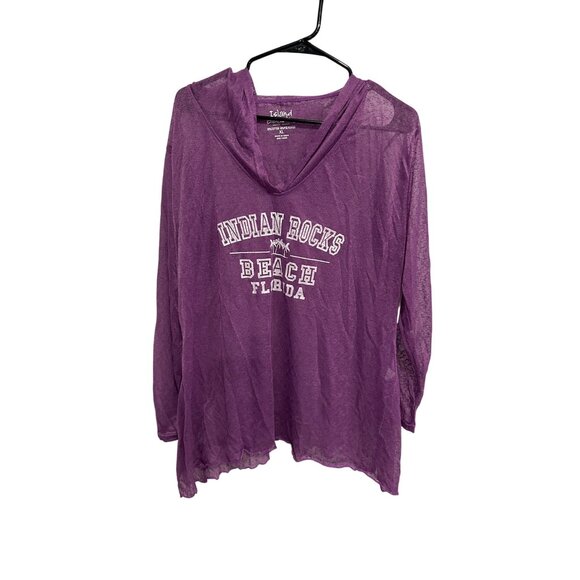 Indian Rocks Beach NWT Florida Purple Hooded Long Sleeve Lightweight Cover Up SZ - Picture 1 of 9